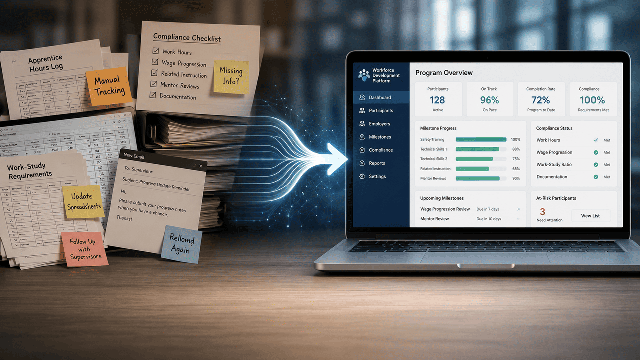 From paperwork, emails, and spreadsheets to work-based learning tracking software