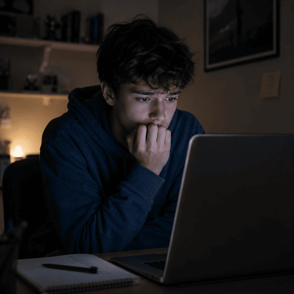 A nervous applicant waiting for the results of his application to an apprenticeship.