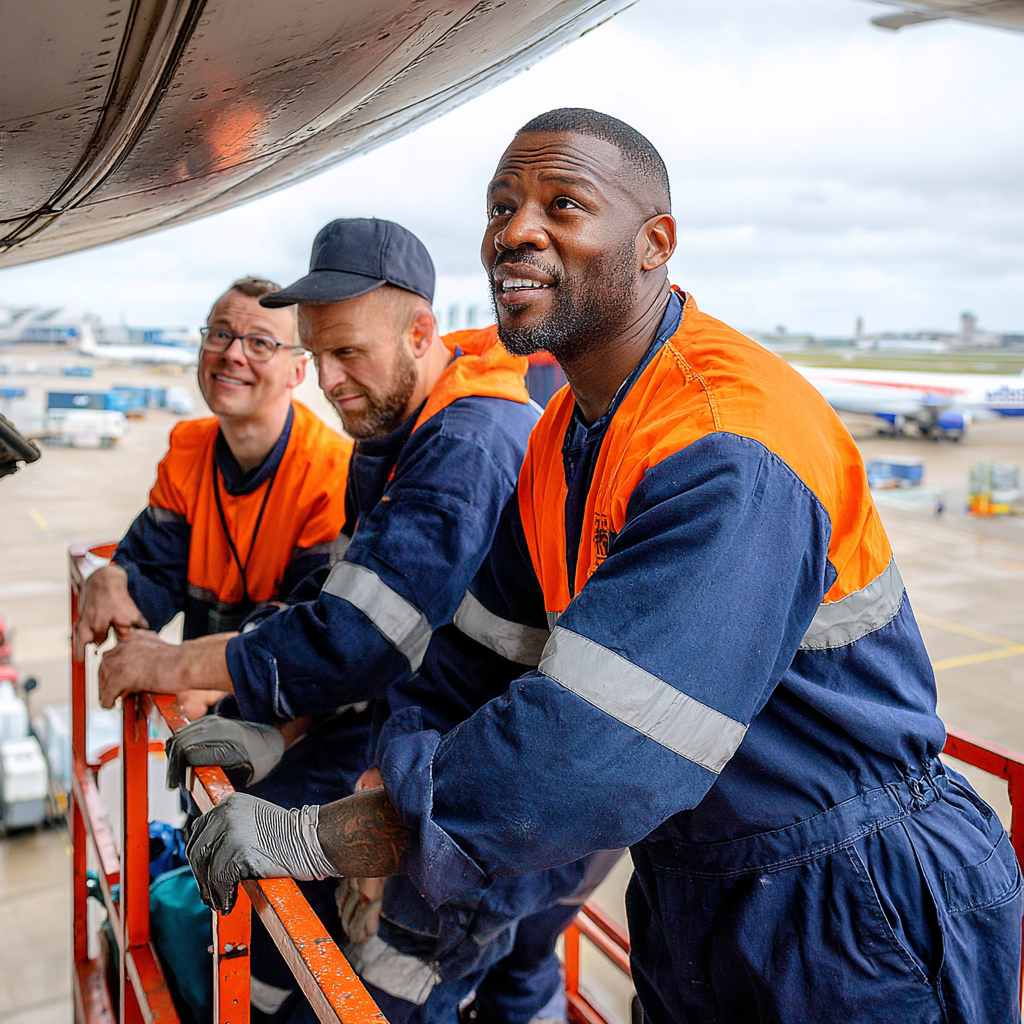 GOS-IMG-WP-AVI-RepairTeam1-1x1-v01 Aviation repair team working on aircraft components