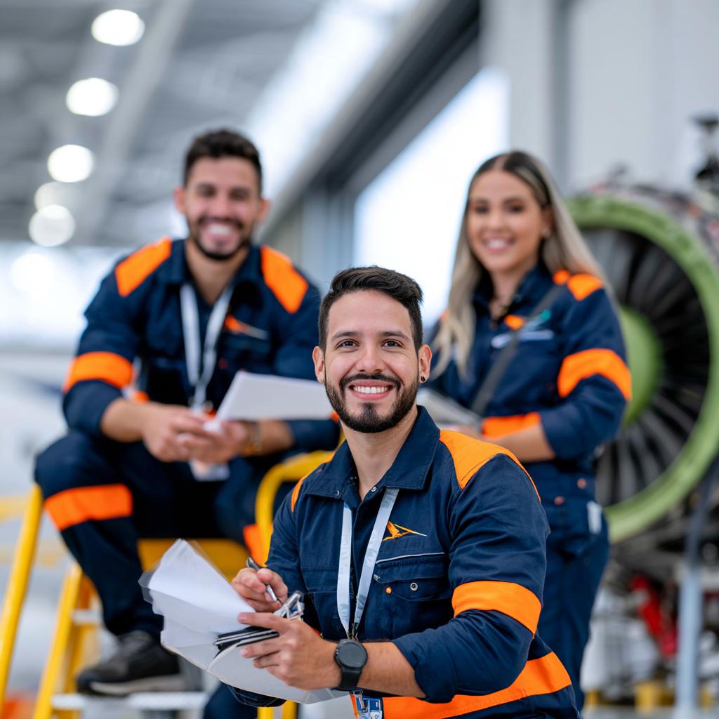 GOS-IMG-WP-AVI-RepairTeam3-1x1-v01 Aviation repair team inspecting aircraft systems