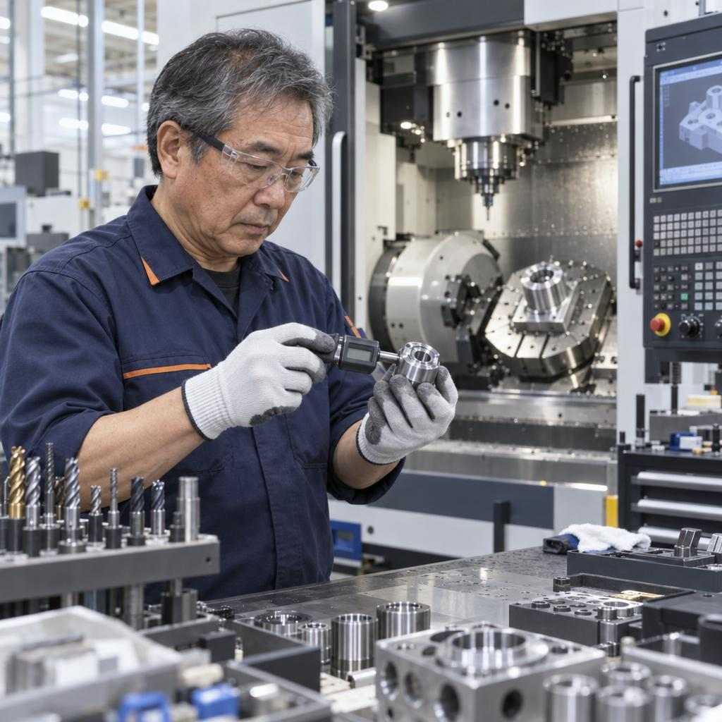 GOS-IMG-WP-MACH-EverydayWork-1x1-v01 An experienced machinist at work in a machining factory.
