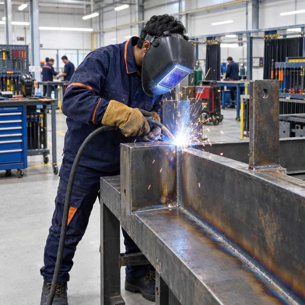 GOS-IMG-WP-WEL-WorkerWelding-1x1-v05 Apprentices with welding skills are appreciated in a CNC machinist apprenticeship.