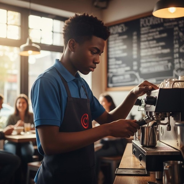 IMG_WP_APP_CoffeeShop_1x1_v01 an employee working in a coffee shop