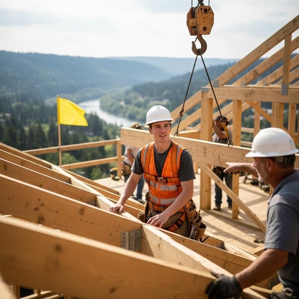 a construction apprentice at work on site
