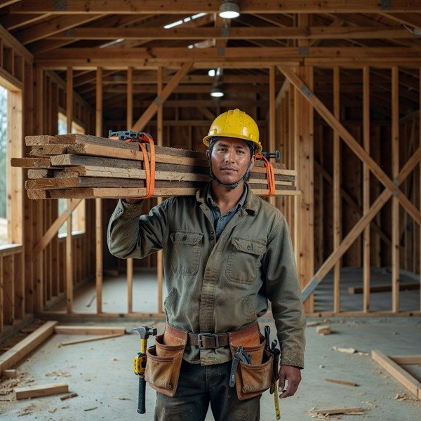 an apprentice working on a construction site