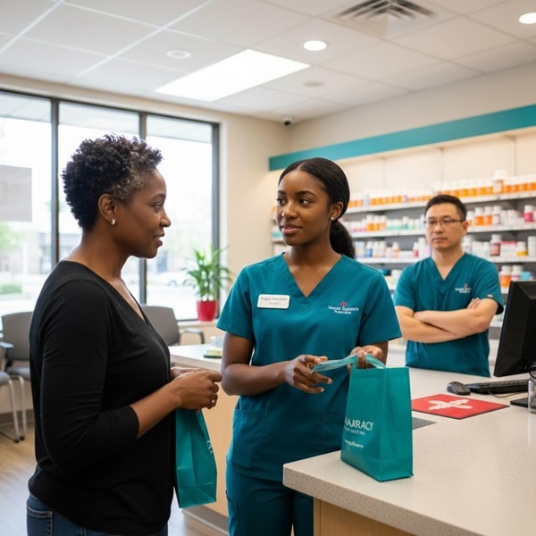 IMG_WP_APP_CustomerMedicine_1x1_v01 a pharmacy apprentice helping a customer