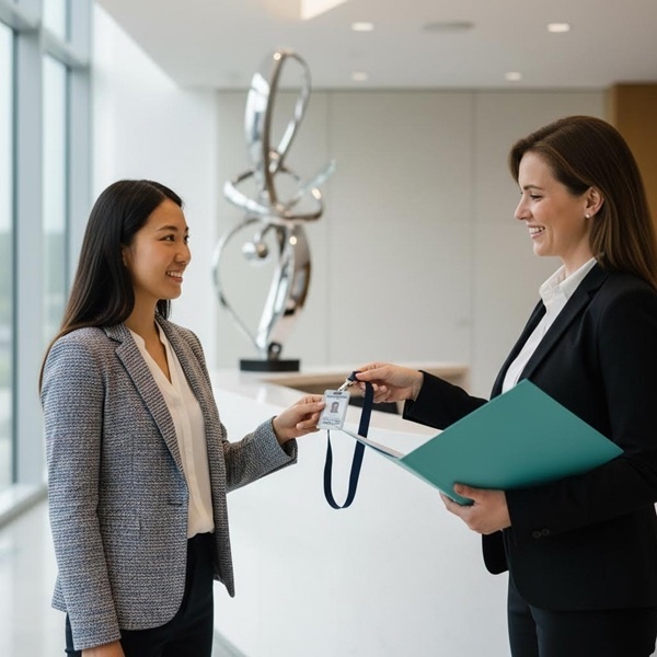a new hire on their first day at the office