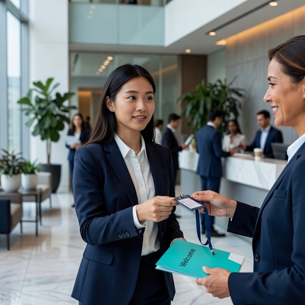 an intern on their first day at work